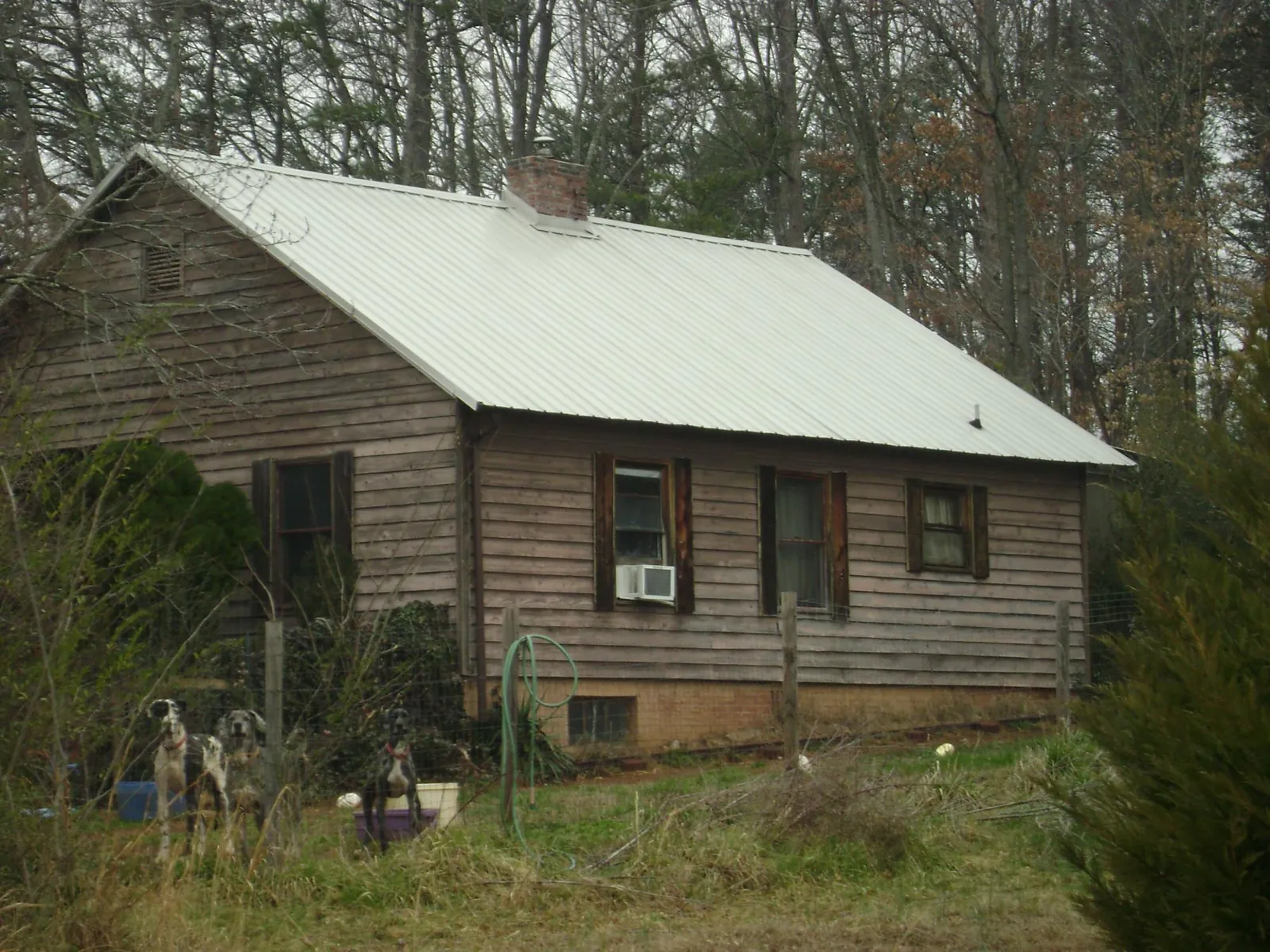 White metal roof on an old wood sided farmhouse, from a Metal Roof Installation job in Potsdam